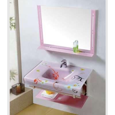 Fashion European hand wash basin tempered glass basin cheap bathroom vanity sets wall mounted glass acrylic basin