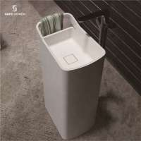 Modern Furniture Fashion Designs Bathroom Pedestal Ceramic Type Freestanding Wash Basin Sink For Hotel Dining Room