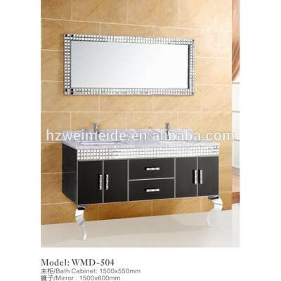 2014 modern stainless steel double sink bathroom vanity